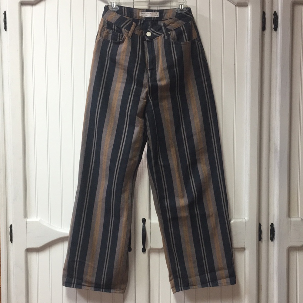 ASOS Denim Stripe Wide Leg Jeans